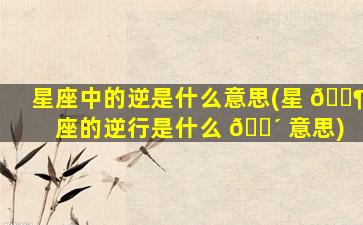星座中的逆是什么意思(星 🐶 座的逆行是什么 🌴 意思)
